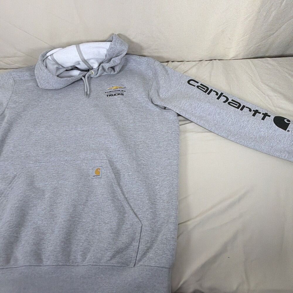 Carhartt Chevrolet Trucks Men’s XL Loose Fit Gray Pullover Hoodie Sweatshirt